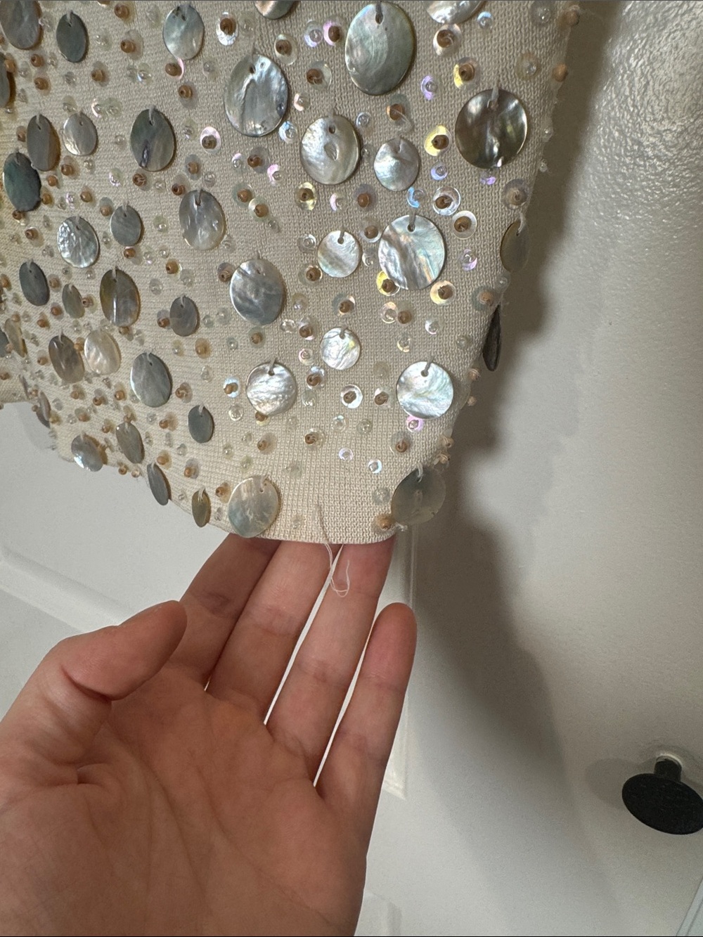 Dué Per Dué Silk and Mother of Pearl and Beaded Top - Picture 6 of 7